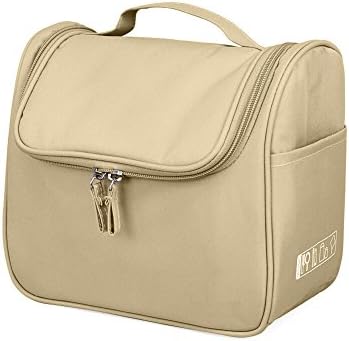 Huluwa Toiletry Bag, Multifunction Cosmetic Bag, Portable Makeup Pouch Waterproof Travel Hanging Organizer Bag for Women Men, Beige