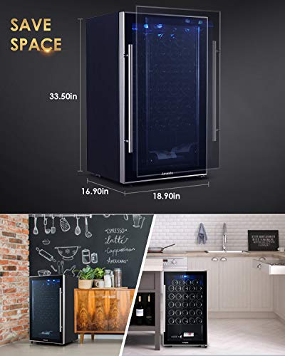 Amaste-Wine-Fridge-34-Bottle-Single-Zone-Wine-Cooler-Freestanding-Wine-Refrigerator-Double-Pane-Anti-UV-RaysAnti-frost-Tempered-Glass-Door-High-Efficiency-Compressor-Chrome-Racks-Blue-LED-Light-Revers