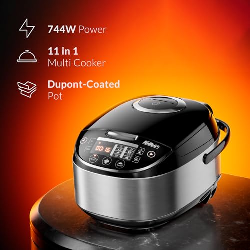 Feller Germany RC33 Digital Rice Cooker 3L (1L Rice Capacity) – 11-in-1 Multi Cooker, LED Display, Steamer, Timer & Non-Stick Pot – Electric Cooker (Black)