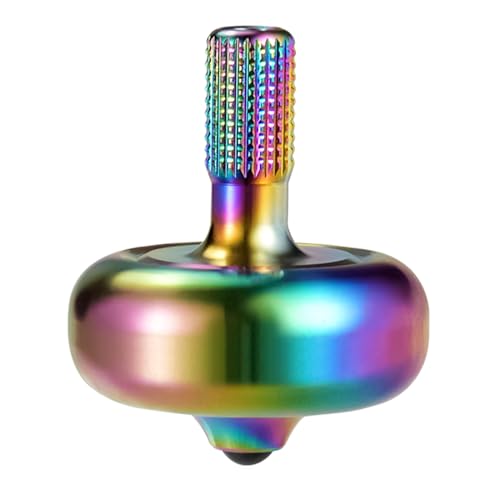 High Performance Precision Spinning Top, 304 Stainless Steel Metal Spinner, Long Spin Time, Best Record is Over 10 Minutes, Relief Stress Fidget Toy (S, Colorful)