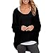 Uget Women's Basic Tee Shirt Loose Fit Hi Low Pullover Tops Blouse