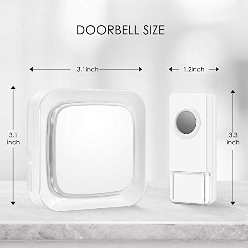 Wireless Doorbell Kit, Coolqiya Door Bell Chime with 2 Waterproof Transmitters and 4 Plug-in Receivers for Home 52 Ringtones