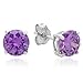.925 Sterling Silver 6mm Round Shape Purple Cubic Zirconia Stud Earrings