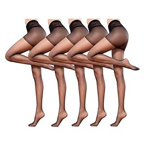 Sminxun Vrouwen Regular Sheer Tights Control Top Panty 15 Denier Versterkte teen kousen 5 paar