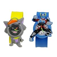 BCHENG 2 Pieces of Cartoon Flap Watch Grey Wolf & Superman Design with Children