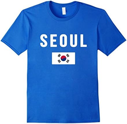 Men's Seoul South Korea T-shirt Korean City Souvenir Flag Tee XL Royal Blue