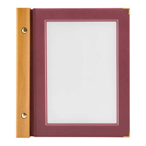 Securit A5 Wood Range Menu Card with 2 Inserts, Wine Red