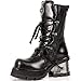 NEWROCK 373-S3 Ladies Black BIKER Leather Heel Boots 373 - S3 GOTH PUNK EMO ROCK 6