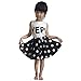 Jastore Girls Letter YEP Clothing Sets Vest+Short Dot Skirt Kids Clothes (4-5T) White