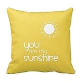 Moonight You Are My Sunshine Yellow Pillow Decorative Inspirational Quotes Pillow Cover Square Throw Pillow Case Cover Quotes Two Sides Pillowcase Pillow Cover 18x18 inches