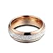 TUSEN JEWELRY Mens Rings 8mm Rose Gold Tungsten Carbide Ring Imitated Meteorite Inlay Wedding Band