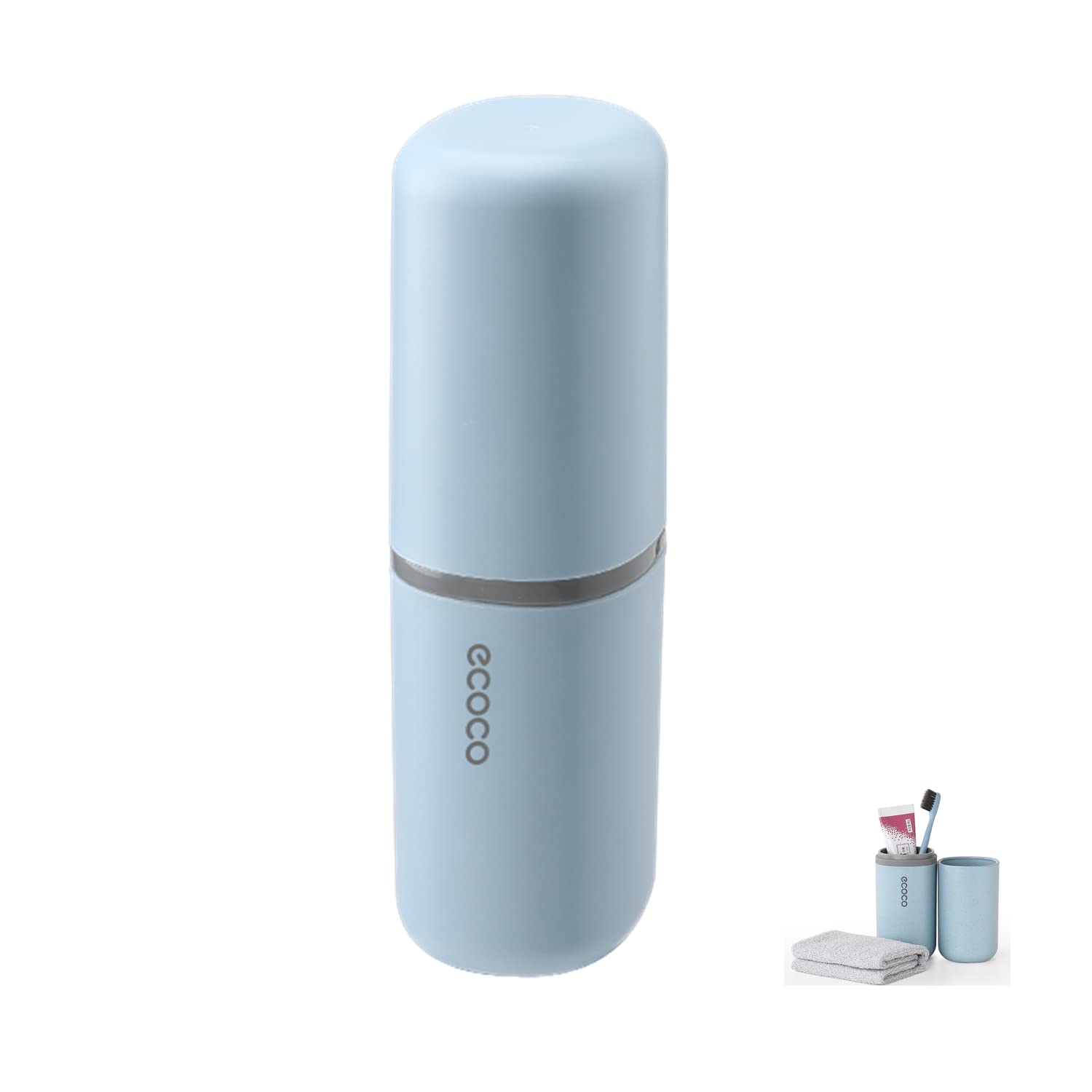 MEIJMJIA - Travel Water Cup Set, Toothbrush Holder for Toothbrushes and Toothpaste, Toothbrush Cup, Suitable for Camping, Travel, Business Trips (blue)