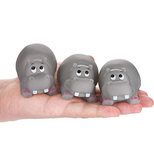 Sannysis Cute Animal Mummy and 3 Babies Squeaky Floating Bathtub Play Toys Hippo - Thumbnail 3