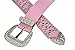 TFJ Women's Western Fashion Belt Big Metal Buckle Studs Beaded Rhinestones S M L Light Pink (M/L 33