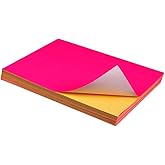 Fluorescent Bright Neon Pink Sticker Paper - Shipping Label Full Sheet Adhesive - 8.27 x 11.69 inch A4 Sticker Paper Labels for Laser/Inkjet Printers for Office Business School Project (20 Sheets)