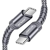 JSAUX USB C to USB C Fast Charging Cable 3A [6.6ft 2-Pack], USB Type C Braided Cord Compatible with Samsung Galaxy S20 S20+ S20 Ultra Note 10/10+,Google Pixel 2/3/4/2XL/3XL/4XL, iPad pro 2018 etc-Grey