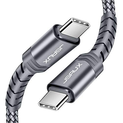 JSAUX USB C to USB C Fast Charging Cable 3A [6.6ft 2-Pack], USB Type C Braided Cord Compatible with Samsung Galaxy S20 S20+ S20 Ultra Note 10/10+,Google Pixel 2/3/4/2XL/3XL/4XL, iPad pro 2018 etc-Grey
