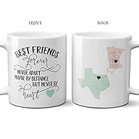 Best Friends Forever Never Apart Coffee Mug Personalized Long Distance State to State Cup