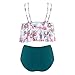 MOOSLOVER Women's Cute Ruffle Bikini Top High Waisted Print Two Piece Swimsuit(XXXL,Flower-5)