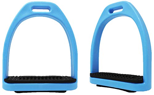 CHALLENGER Horse Saddle English 4-5/8″ Wide Composite Lightweight Stirrups Blue 51113SB