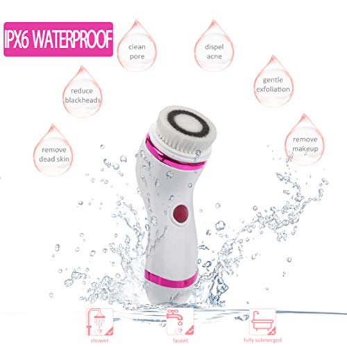 Gackoko Facial Cleansing Brush- with advance Latest Ion Technology & 4 Brush Heads for chargeable Electric Rotating Face brush -Awaken skin vitality for Deep Cleansing, Exfoliating,Blackhead (purple)