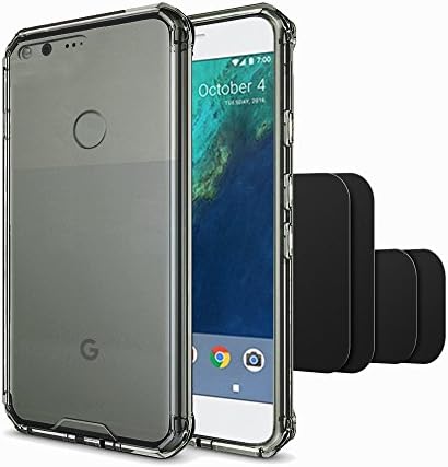 Grey Translucent Google Pixel XL Cover Case with 4 Mount Metal Plates for Magnetic Car Mount Phone Holder