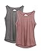 icyzone Yoga Tops Activewear Workout Clothes Open Back Fitness Racerback Tank Tops for Women (S, Grey/Mocha)