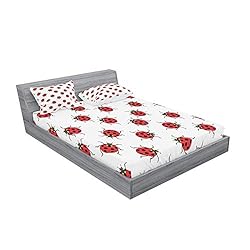 Ambesonne Ladybugs Fitted Sheet & Pillow Sham