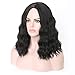 Rosa Star Short Wavy Black Wig, Short Black Bob Wigs for Women, Wavy Bob Wig Synthetic Natural Looking Heat Resistant Fiber Wigs
