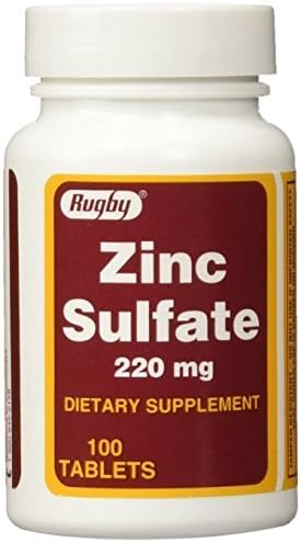Zinc Sulfate 220 mg Dietary Supplement Tablets - 100 ea (Pack of 6)