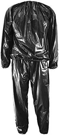 ZengBuks Heavy Duty Sweat Sauna Suit Anti-Rip Training Fitness Weight Loss Slimming Clothes Solid Color Exercise Sport Gym Suit - Black XL