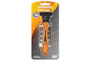 GoodMax Icebreaker 3 Triple Blade Razor for Men – Lubricating Strip Shaving System with Anti-Slip Handle & 6 Replacement Cartridges – Smooth & Comfortable Shave