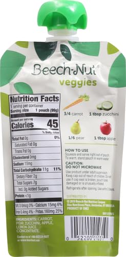 BEECH-NUT VEGGIES STAGE 2 BABY FOOD, CARROT ZUCCHINI & PEAR, 3.5 OZ POUCH