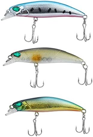 Discover Fish Fishing Lures Bass Trout Muskie Minnow Topwater Hard Plastic Swimbaits Lifelike Artificial Mens Pro Fish Lure Baits withTreble Borb Hooks Freshwater Saltwater