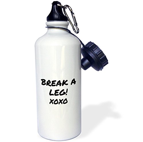 3dRose3dRose Break A Leg XOXO Theater, Actor, Show Business Good Luck Message Note Sports Water Bottle, 21Oz, Multicolored