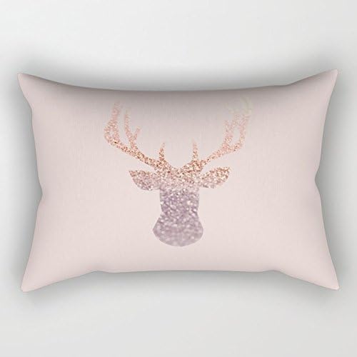 Ashasds Rose Gold Deer Head Ornament Blush In Pink Throw Pillow Covers For Home Indoor Friendly And Comfortable Cushion Rectanle Pillowcase Standard Size 20x30 IN