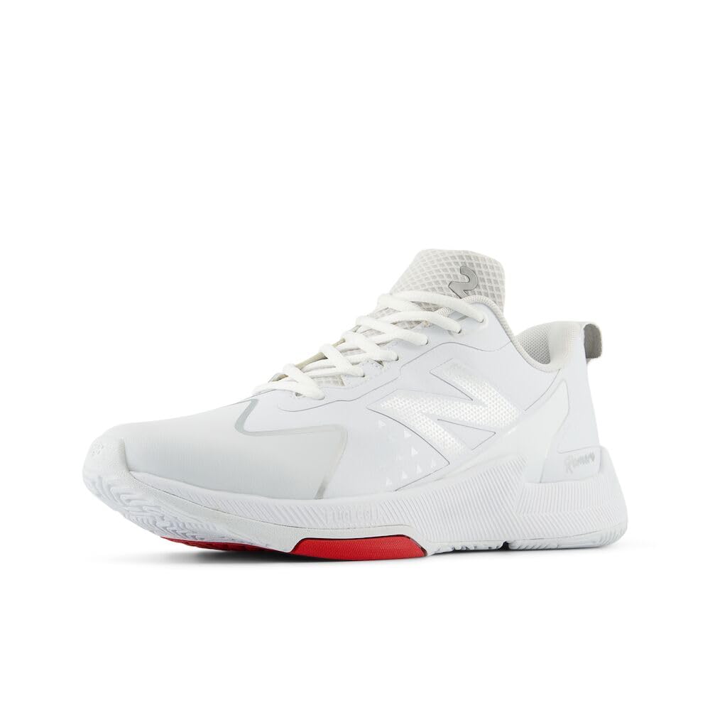 View 1 of **SHOWS SIGNS OF USAGE** New Balance Women's FuelCell Romero Duo V2 Trainer Softball Shoe, White/Silver Metallic, 9.5 W