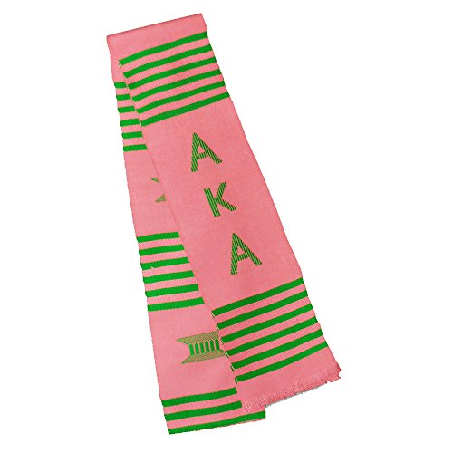 Alpha Kappa Alpha AKA Kente Graduation Stole Pink/forest