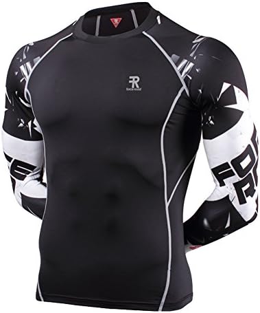 Men's Skin Base layer，Prints Long Sleeves Workout Tights Fits Pro Compression Shirt