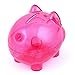 uxcell Plastic Pig Shape Money Cash Saving Pot Coin Piggy Bank Clear Fuchsia
