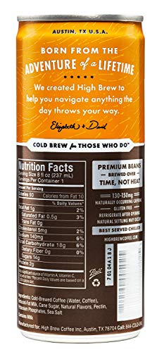 High Brew Cold Brew Coffee Salted Caramel, 8 Fl Oz, Pack of 12