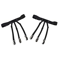 Sulida Shirt Stay,2 Piece Mens Elastic Suspender Non-Slip Locking Clamps