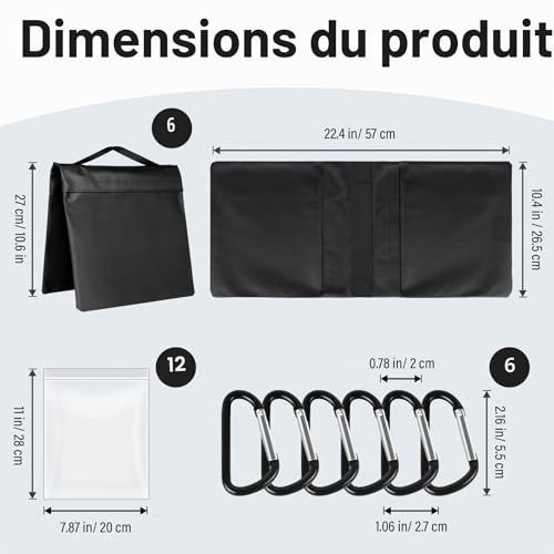Victiv Set of 6 Heavy Duty Sand Bags, 57 x 26.5 cm Weight Bags for Photographic Tripod, 800D Oxford Sand Bags for Strengthening Weighting, Sand Bag for Garden, Tent, Parasol, Swing