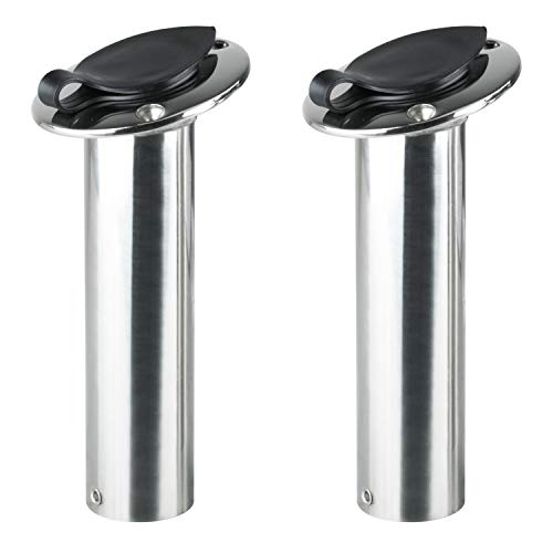 Amarine Made 2 Stück 15 Grad Edelstahl robuste bündige Montage sonnenbeständig Rutenhalter mit schwarzer PVC-Kappe und… – Bild 4