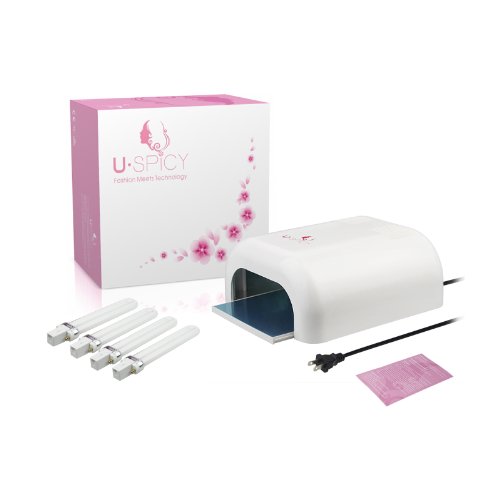 *Promotion* USpicy MACARON USND-3603 UV Gel Lamp / Light / Nail Dryer (White, 36W), Upgraded with Sliding Tray + FREE USpicy Highly UV Protective Gloves