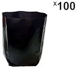 Unique Plastic Industries Plastic Poly Grow Bag (Black, 100-Pieces, GB5X6FLAT100)