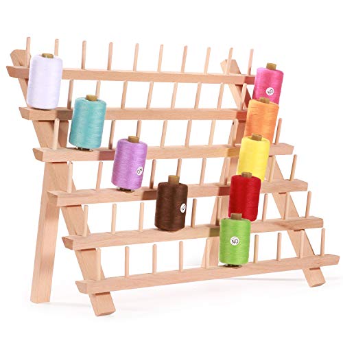 MILIJIA 60-Spool Sewing & Embroidery Threads Wooden Rack Organizer