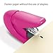 Plus Paper Clinch Compact Staple-Free Stapler, Heavy Duty, Pink