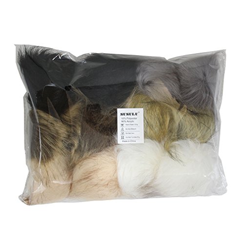 DIY 12pcs Faux Fox Fur Fluffy Pompom Ball for Knitting Hat Hats (Popular Mix Colors)
