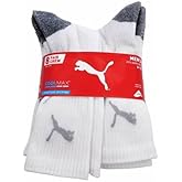 Puma Men's Cool Max Moisture Wicking Athletic Crew Socks, 8 Pair, Fits Shoe Sizes 6-12 (US, Numeric, 6, 12, Regular, Regular, White)